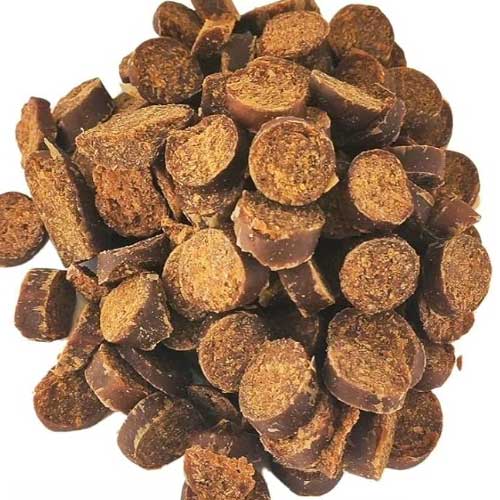 Sliced natural dog treats.